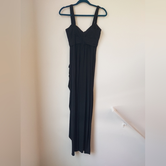 Amsale Black Sleeveless Faux Wrap Maxi Dress Size 6 - Picture 3 of 10